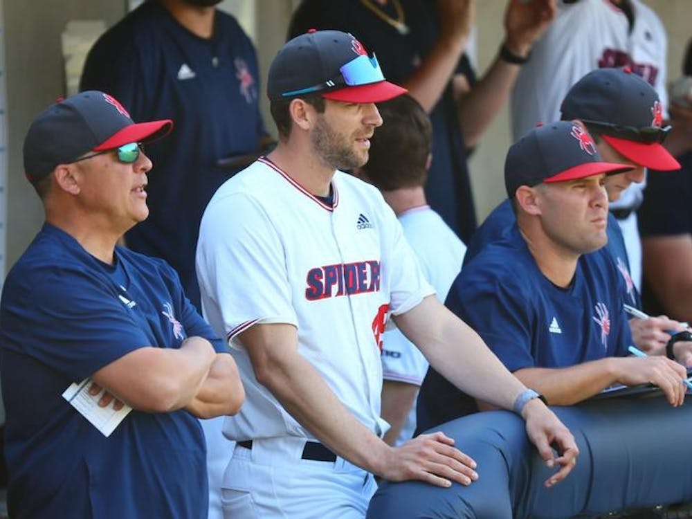 Head coach Mik Aoki during the April 16 game against Longwood University. Courtesy of Richmond Athletics.