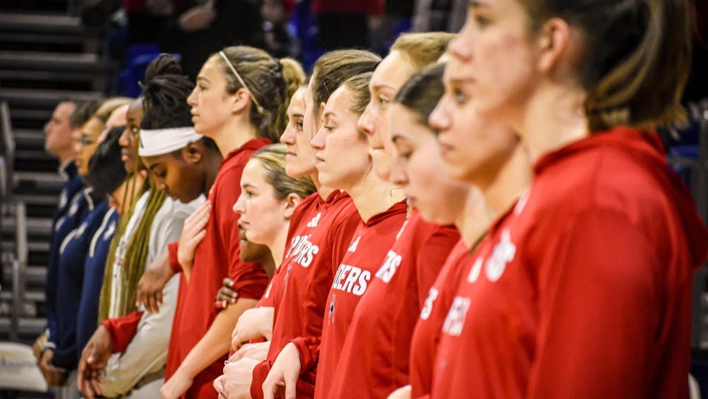 Women's basketball team prepare for their match against Louisiana Tech University at the the Vibrant Thanksgiving Classic in Des Moines, Iowa. Photo courtesy of Richmond Athletics. &nbsp;