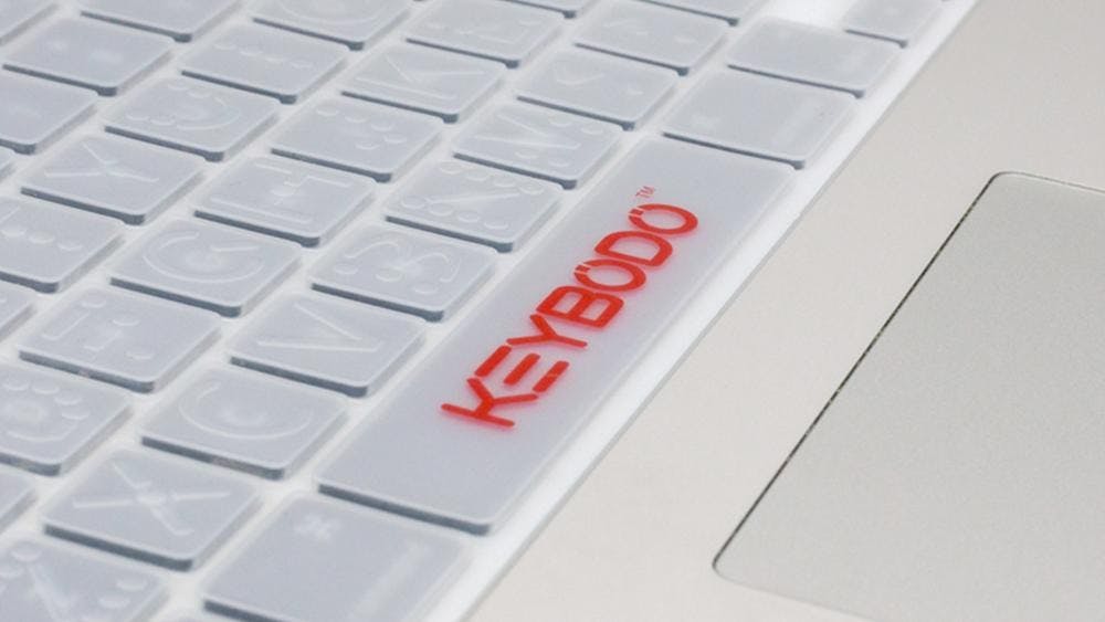 <p>The KEYBODO keyboard, pictured above, is designed with bumps and ridges&nbsp;so that the&nbsp;key caps mimic the shape of the letter. Photo courtesy of University of Richmond's Newsroom page.&nbsp;</p>