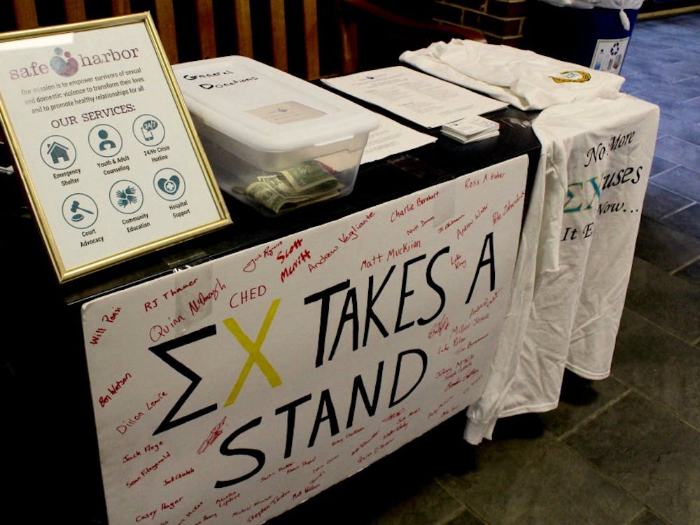 Sigma Chi fraternity members signed a&nbsp;poster advocating&nbsp;to stand up&nbsp;against sexual assault.