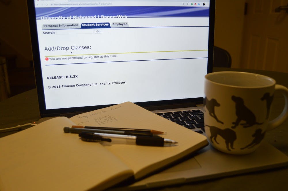 The BannerWeb registration page.&nbsp;