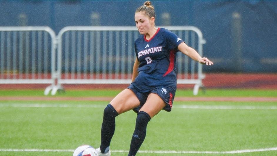 Junior defender Elle Dziadzio during game against La Salle Sept. 24. Photo courtesy of Richmond Athletics.&nbsp;