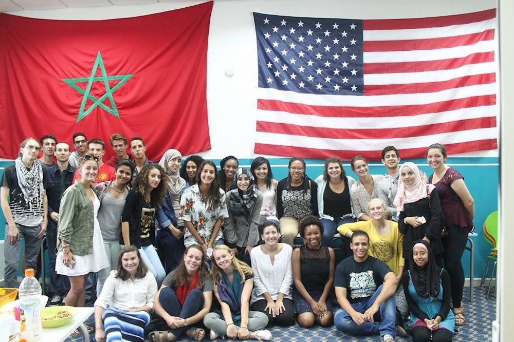 <p>Perri and other students at Mohammed V University in Rabat, Morocco. | Courtesy of Perri Goldstein.&nbsp;</p>