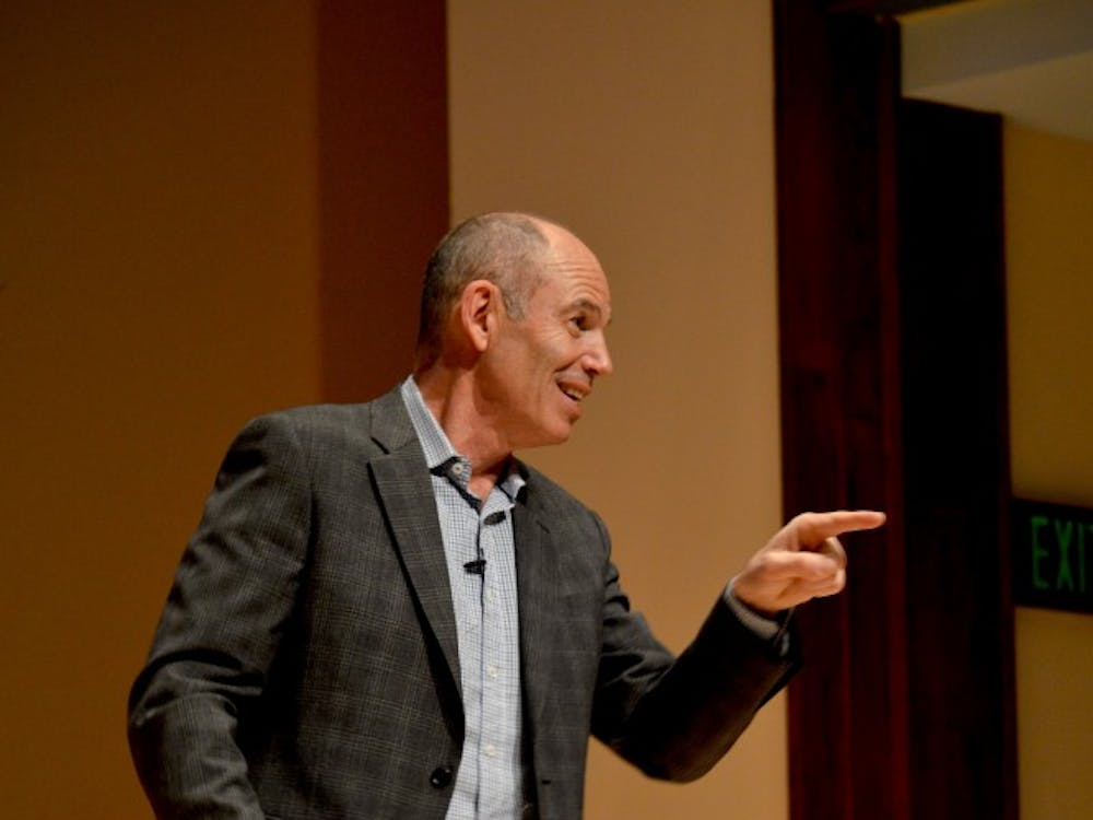 Marc Randolph answers a question from a member in&nbsp;the audience.