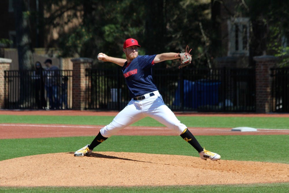 <p>Junior&nbsp;Peter Bovenzi pitches during an&nbsp;April 21 game against Davidson. The Spiders lost 3-0.&nbsp;&nbsp;</p>