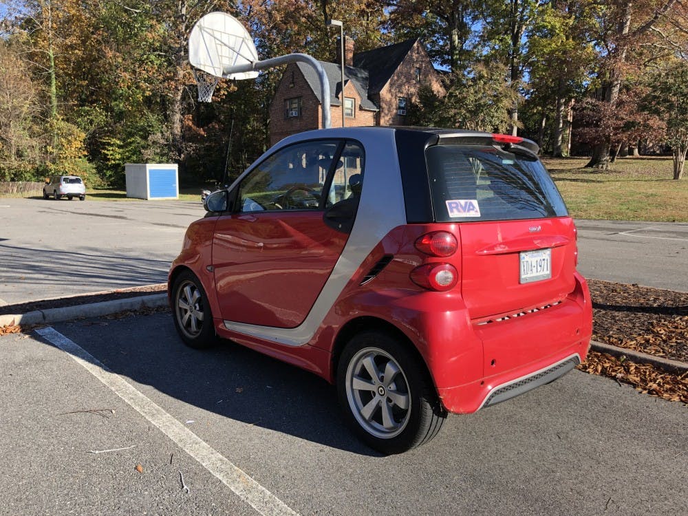 <p>The Smart car driven on campus by the parking monitor.&nbsp;</p>