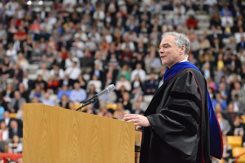 <p>Tim Kaine speaks at VMI's commencement&nbsp;in May 2016.&nbsp;</p><p><em>Photo courtesy of Flickr</em></p>