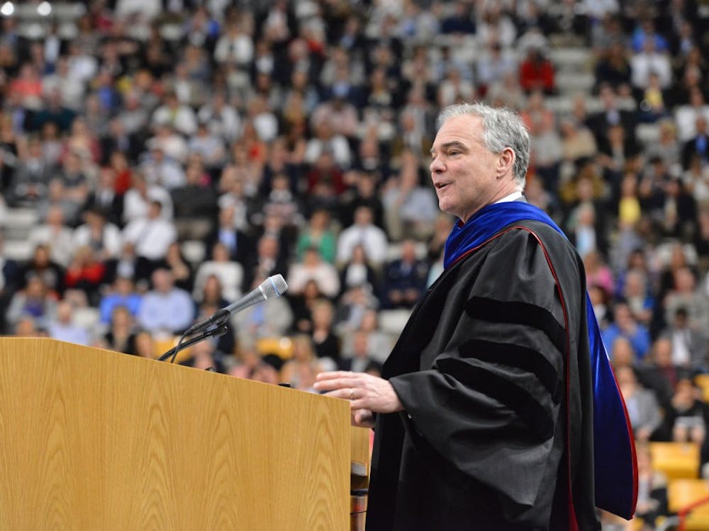 Tim Kaine speaks at VMI's commencement&nbsp;in May 2016.&nbsp;Photo courtesy of Flickr