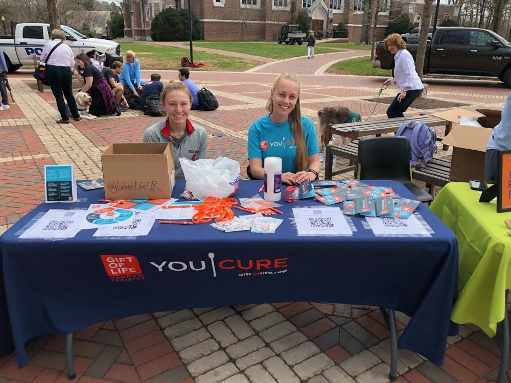 <p>Senior Jamie Katz, right,<strong> </strong>is a campus ambassador for Gift of Life, an organization that sponsors anyone between the ages of 18 and 45 to join the national bone marrow registry by waiving the $60 fee for processing each swab kit.&nbsp;</p>