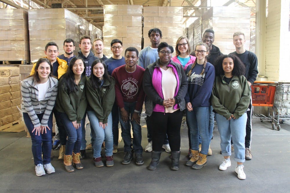 Fifteen&nbsp;University of Richmond students spent their spring break on a service trip to Detroit, Michigan as part of The SEEDS Project. Photo courtesy of Marie Fernandez.&nbsp;