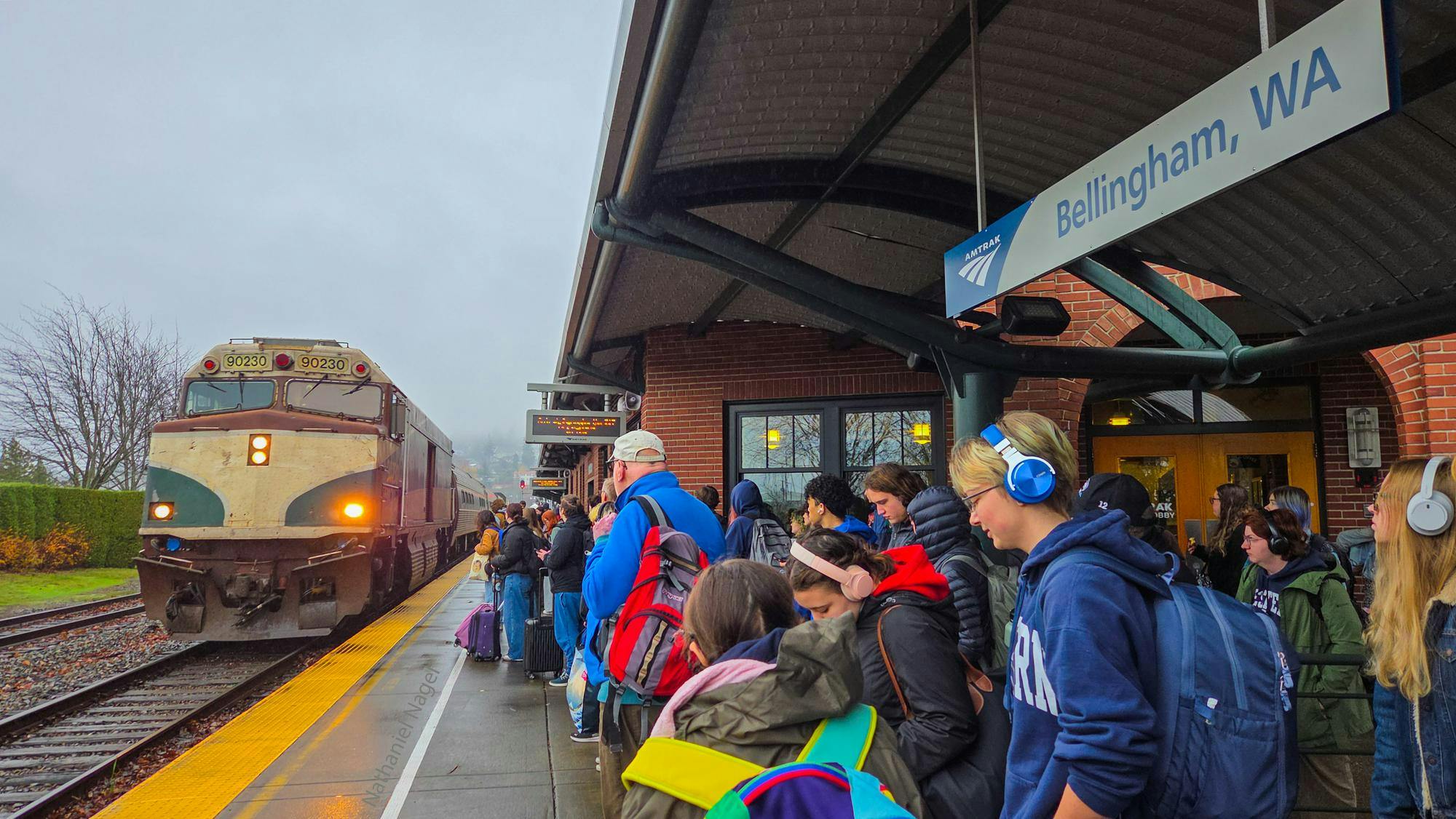Students Standing on Platform as Amtrak Arrives in Bellingham.jpg