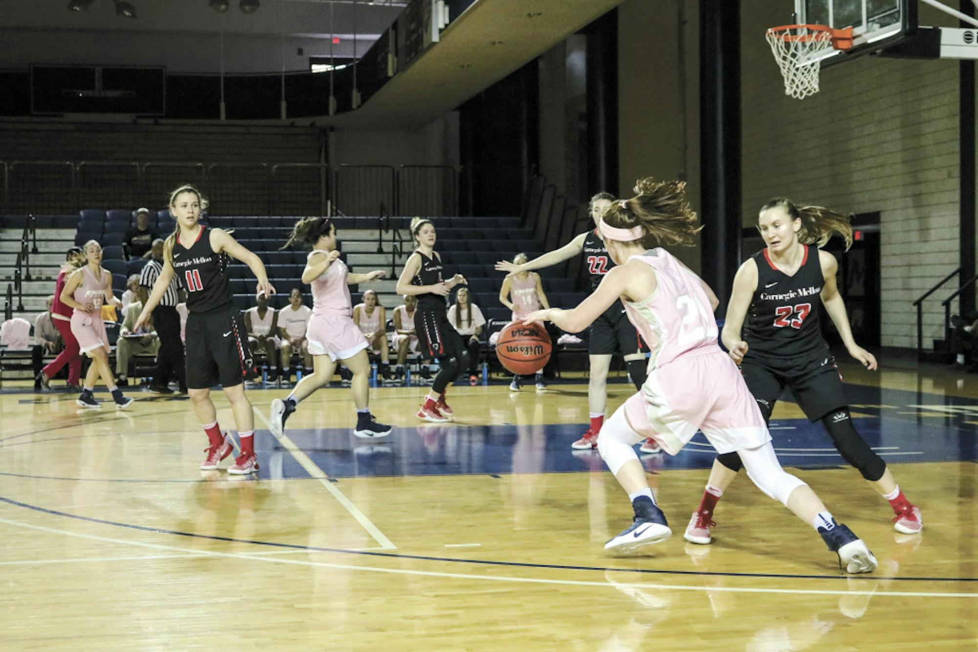 Freshman forward Erin Lindahl drives in the Eagles' game against Carnegie Mellon University (Pa.) Sunday.