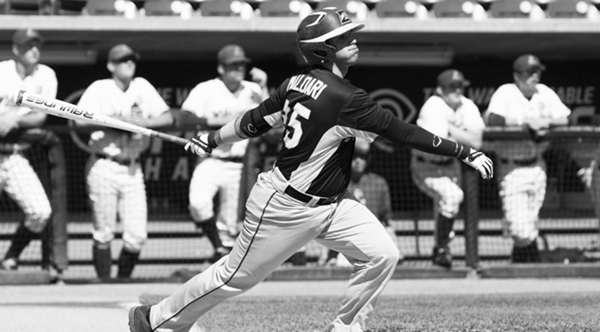 Sophomore Phil Maldari follows through after taking a swing at a pitch. Maldari and the Eagles lost all three of their games this past weekend. | Courtesy of Emory Athletics