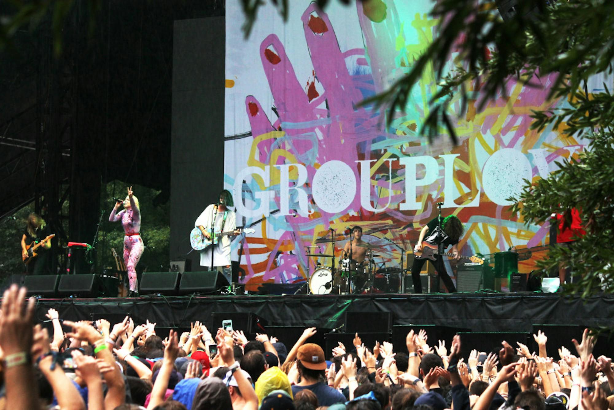 Grouplove played promptly after Music Midtown attendees were allowed to re-enter following a weather evacuation, reinvigorating the rain-soaked crowd with their upbeat and catchy tunes. / Melissa DeFrank/Staff