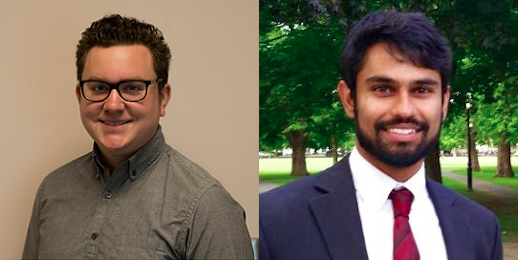 Mark Neufeld (18B) (LEFT) and Vineet Tiruvadi (19M) (RIGHT) were elected Graduate Student Government Association (GSGA) president and vice president, respectively.