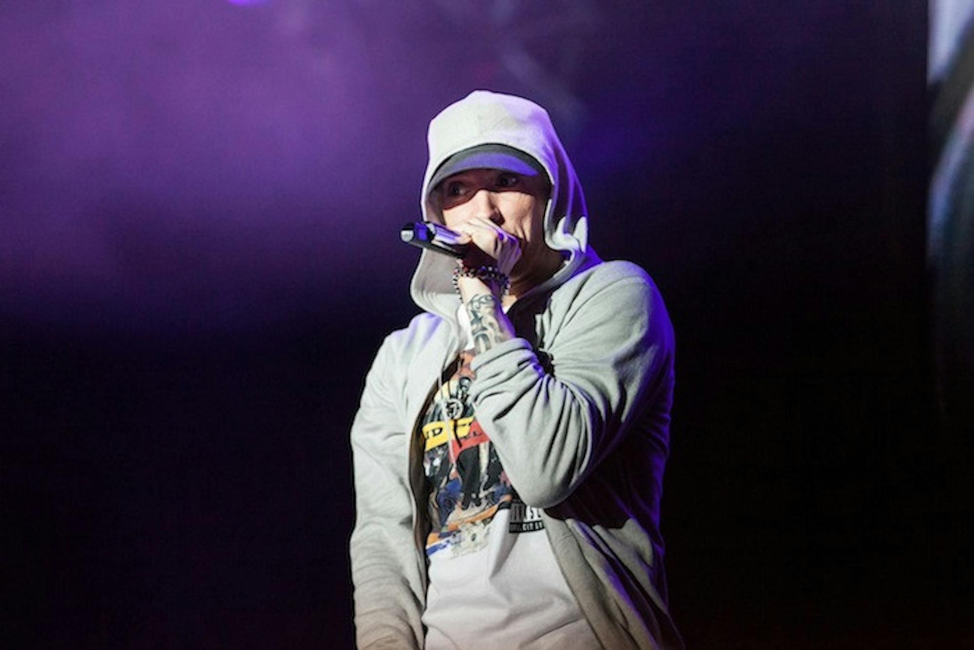 Headliner Eminem takes the stage on Saturday night at Music Midtown. / Photo By Liqi Shu, Staff Photographer