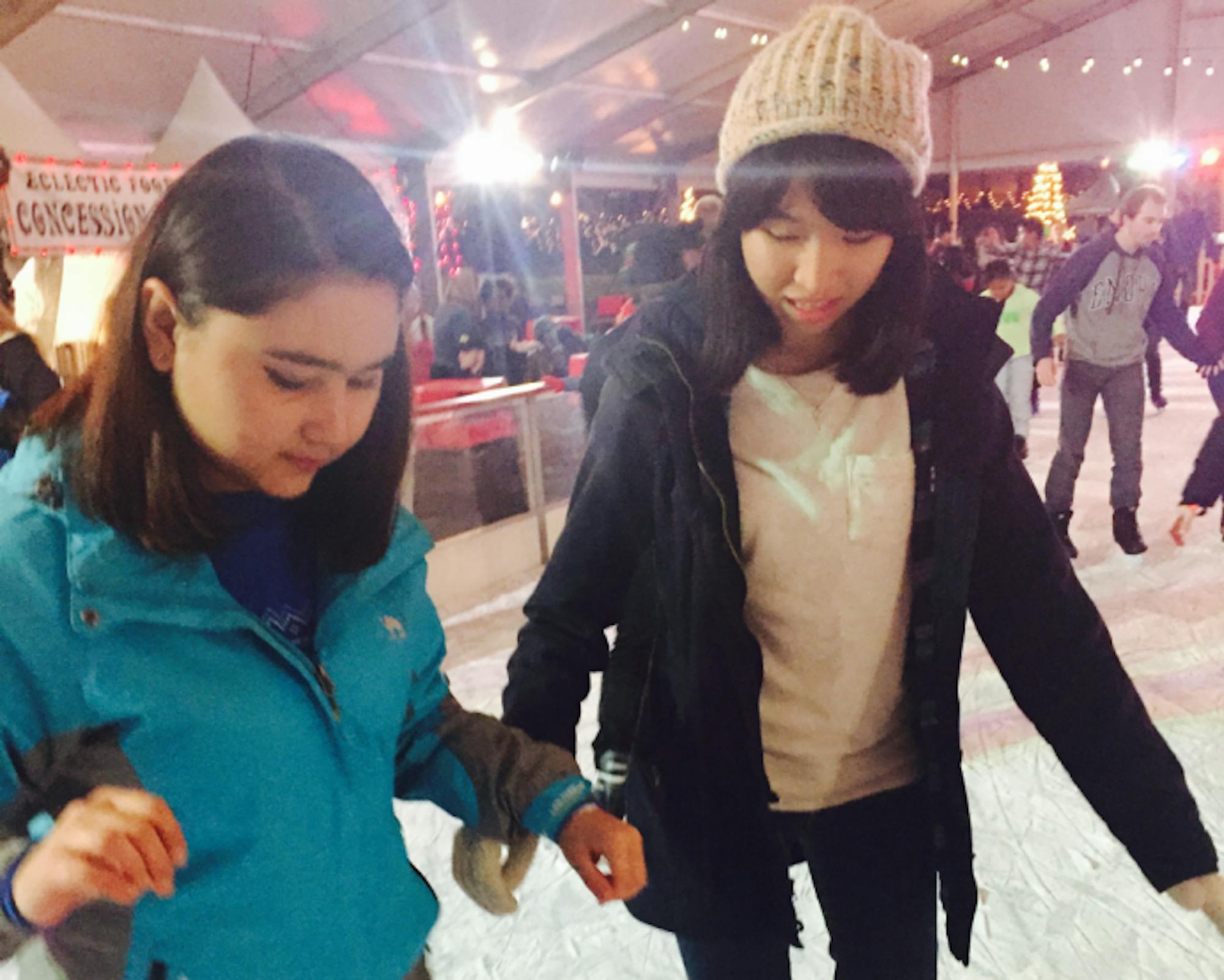 Students at the ice skating event in Centennial park that the Conversation Partner Program hosted this past December.