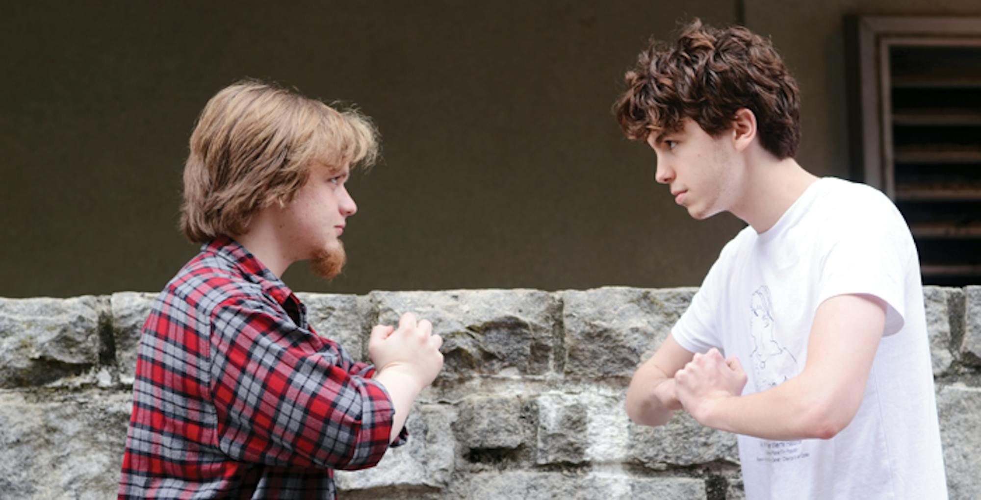 Thomas Han/Photography Editor College junior Rhett Henry (left) and College sophomore Ben Crais (right) of Secuirty Squad stare deeply into each others eyes, communicating their affection for superb security.