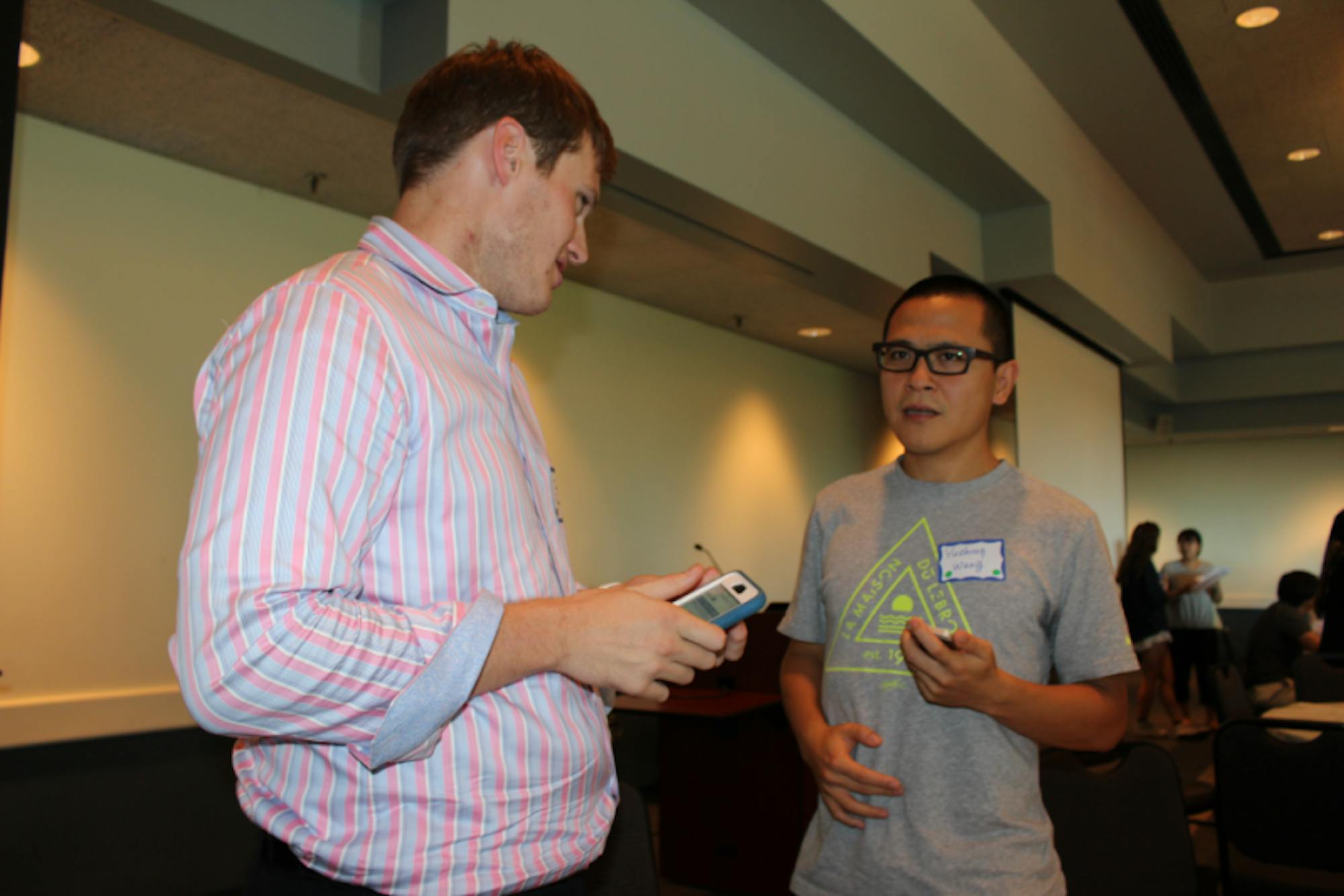 Students interact at the Conversation Partner Program's Fall 2015 kick-off social