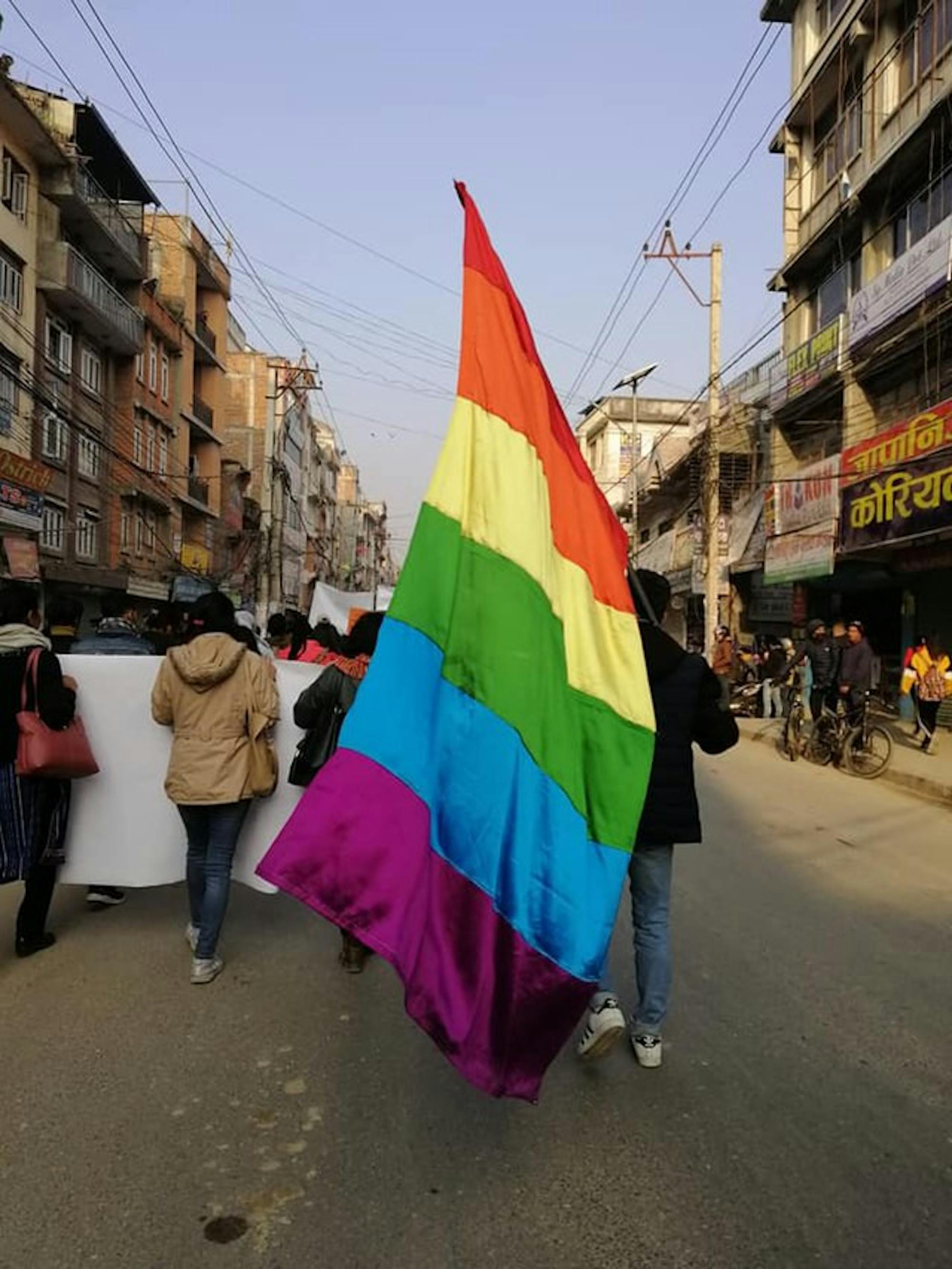 Queer Womxn Pride at Nepal's International Women's Day rally in 2019 (Wikimedia Commons)