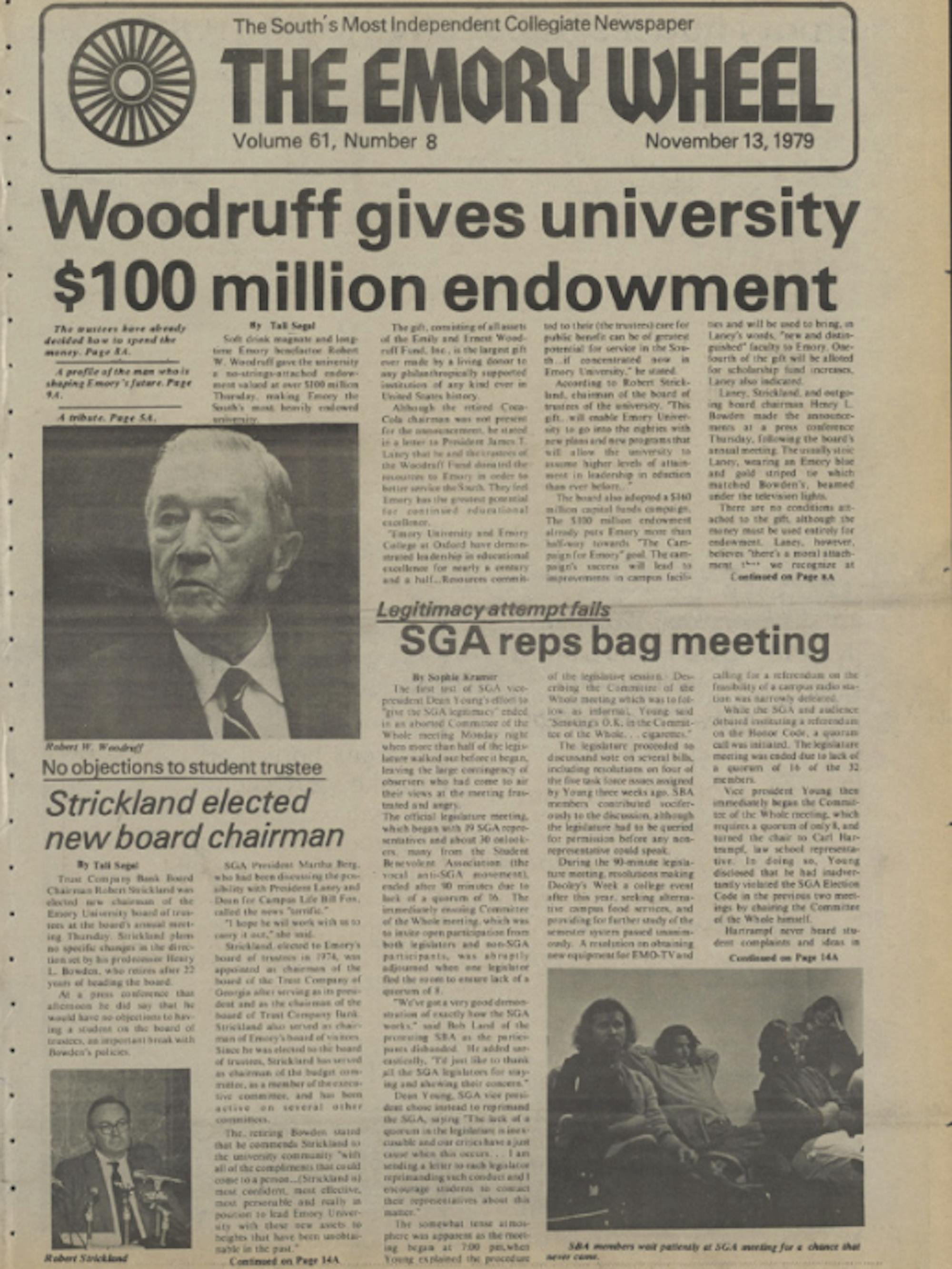 Woodruff Donation Front Page