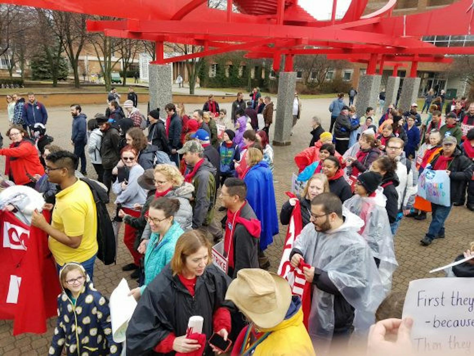 WSU strike demonstration. Photograph: Michael krieger/The Guardian