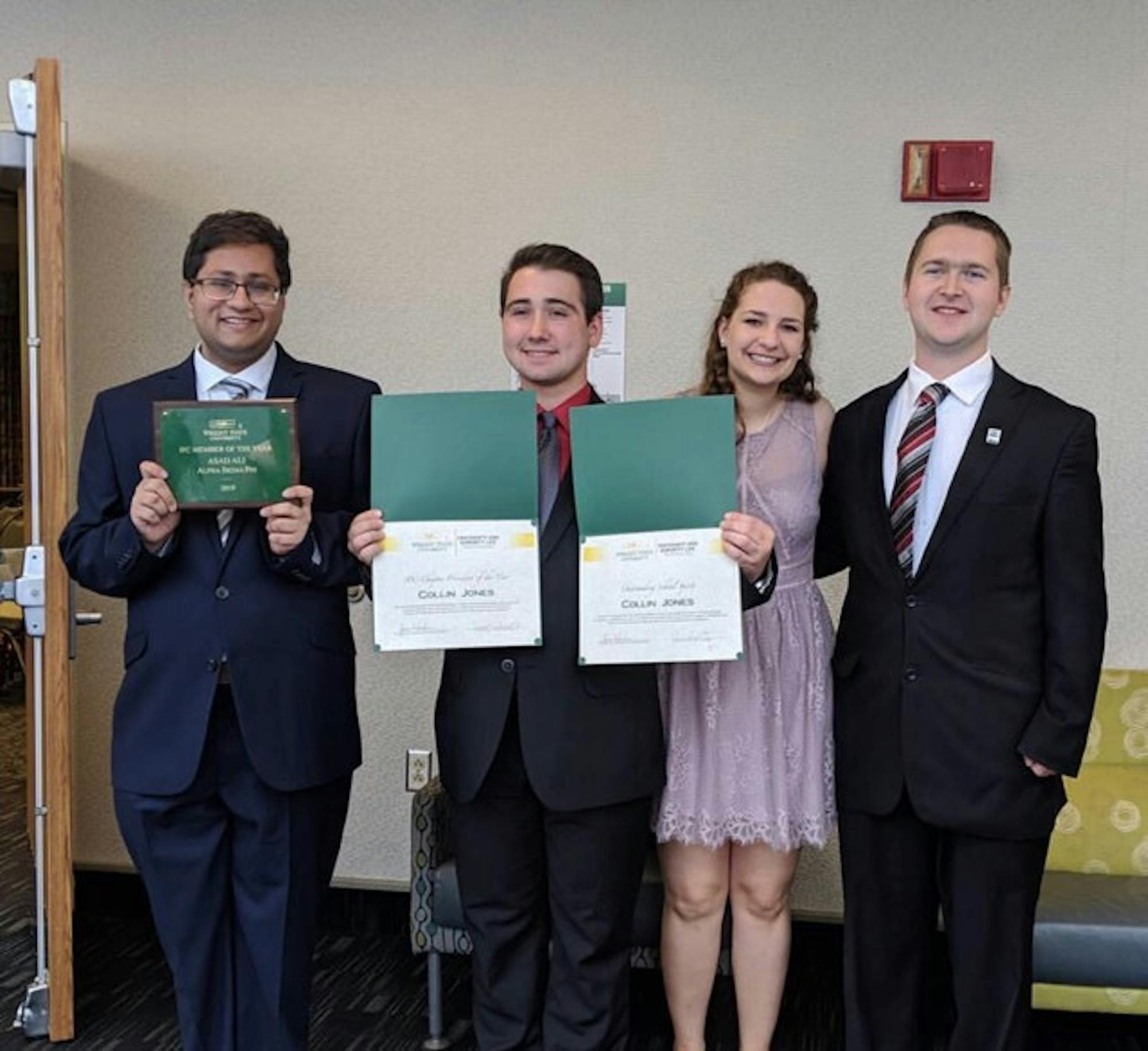 Members of Alpha Sigma Phi, whose members won IFC Man of the Year, IFC Chapter President of the Year, and the School Spirit Award. / Photograph provided by Sarah Christy