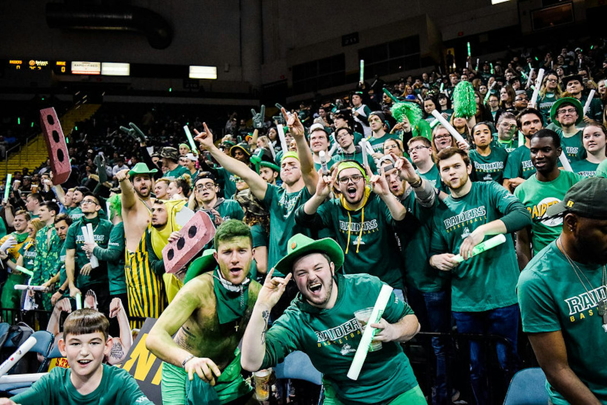 Wright State student section, Rowdy Raiders | Photograph by Jessica Fugett | The Wright State Guardian