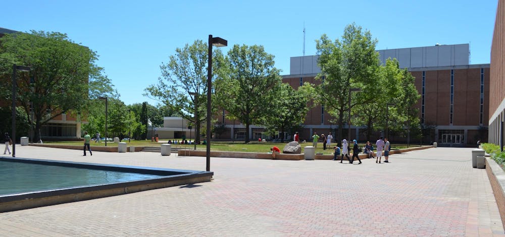 View of the “Quad” between Millett, Allyn, Oelman and Fawcett Halls