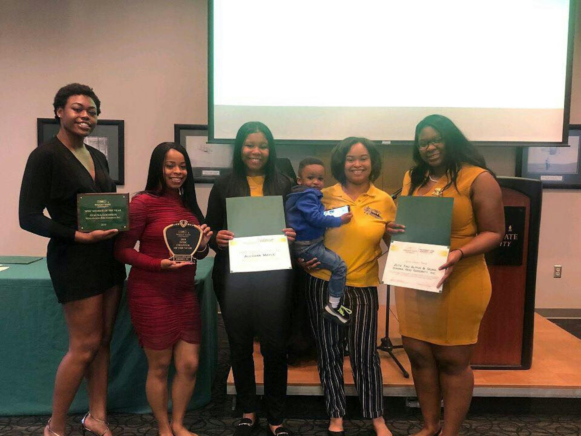 Members of Sigma Gamma Rho Sorority, Inc. whose members won NPHC Chapter of the Year, NPHC Member of the Year, and NPHC President of the Year.