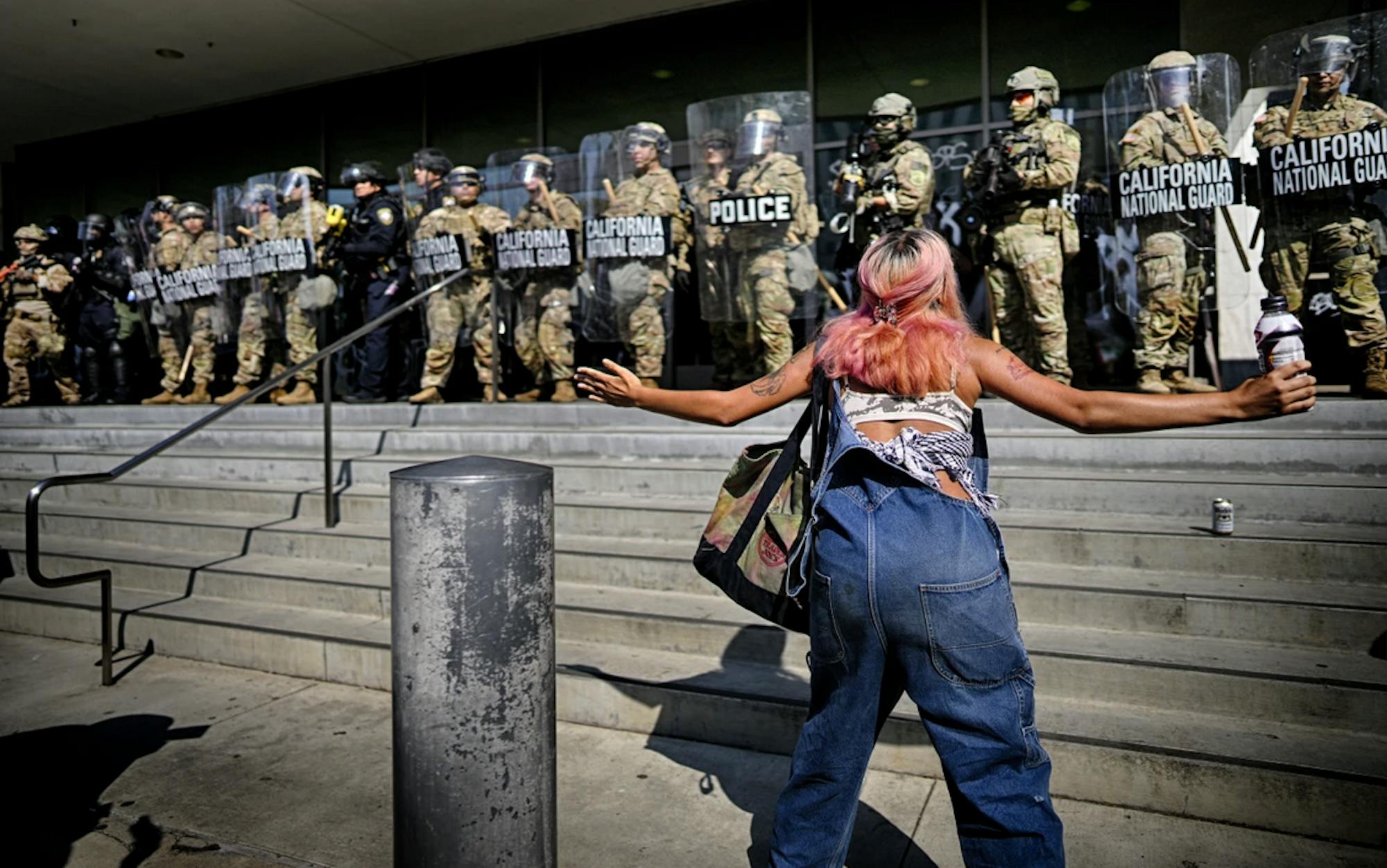 LA Riots. Protestor taunts California National Guard'.png