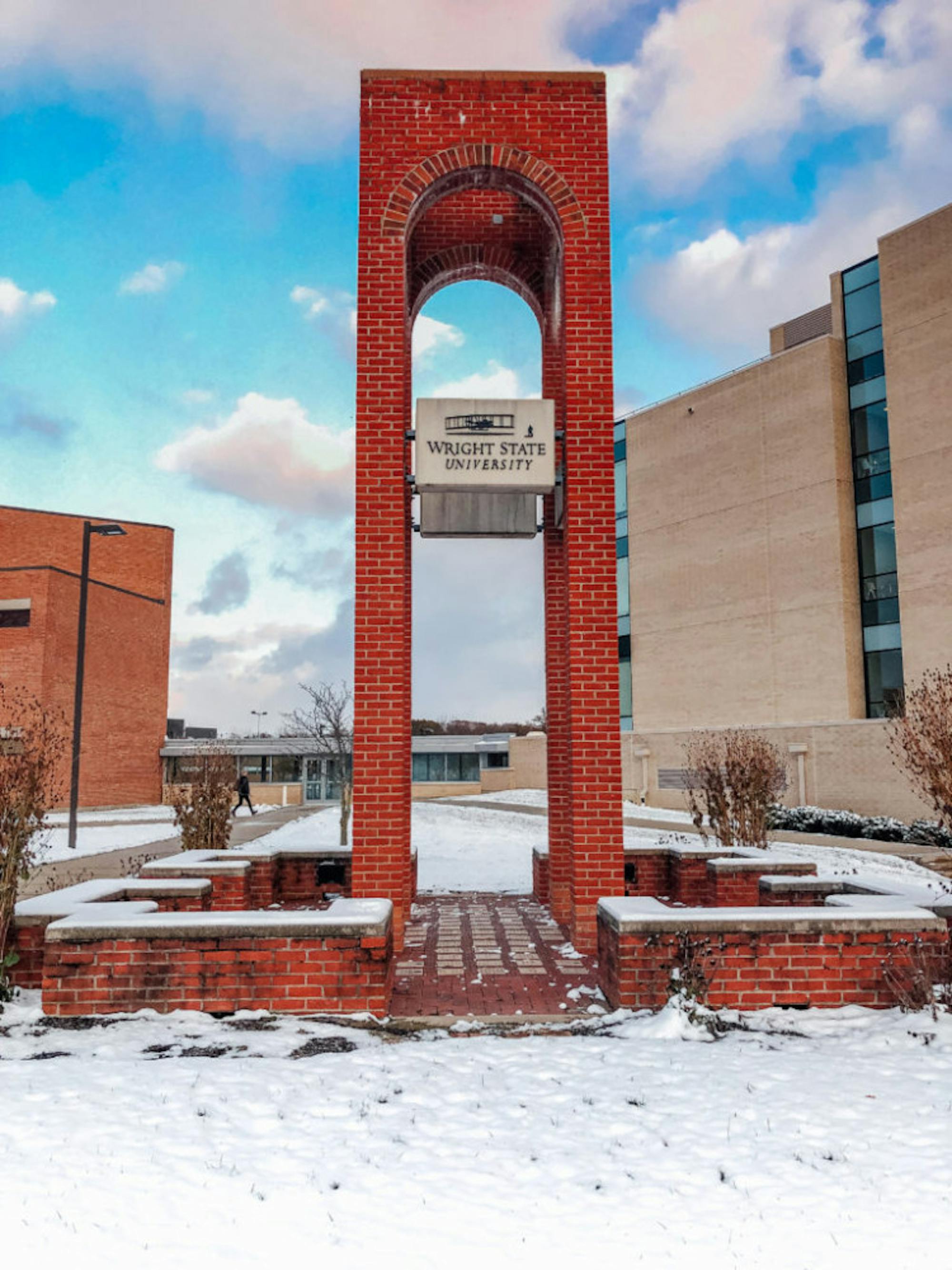 Wright State campus after first snowfall of the season | Photograph by Soham Parikh | The Wright State Guardian