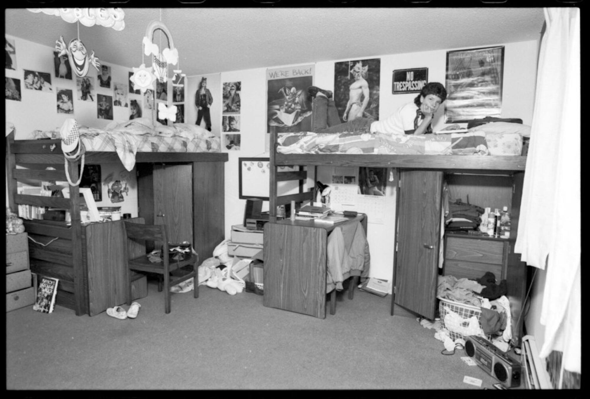 An image of a room at the Woods Apartment which was part of on-campus housing.