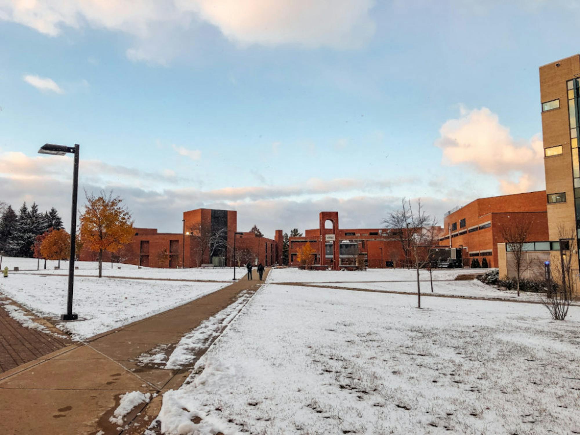 Wright State campus after first snowfall of the season | Photograph by Soham Parikh | The Wright State Guardian