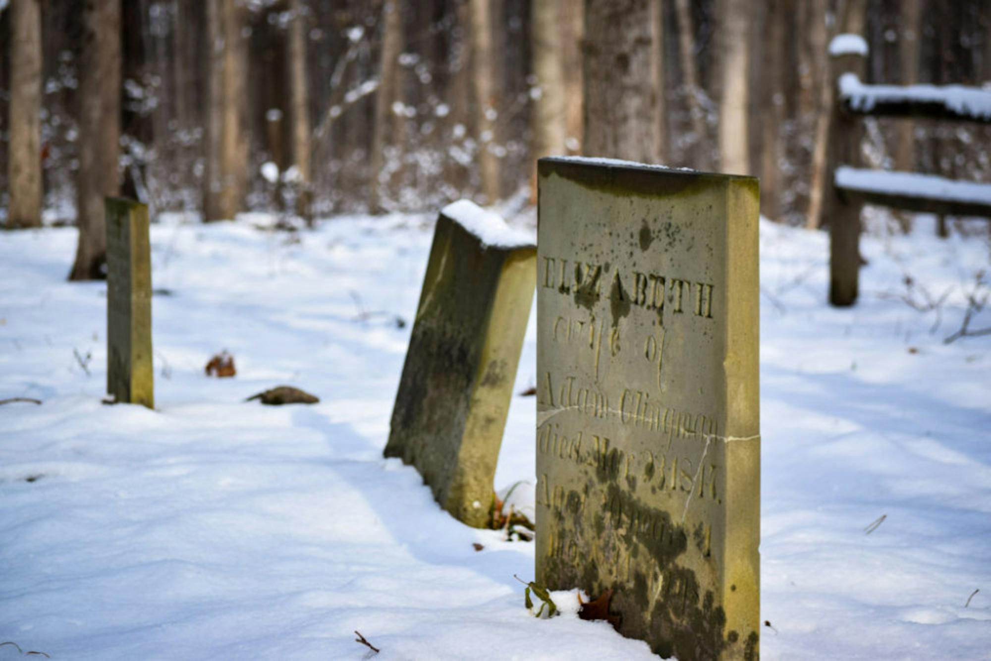 Snow in Rockafield Cemetery | Photo by Jessica Fugett | The Wright State Guardian