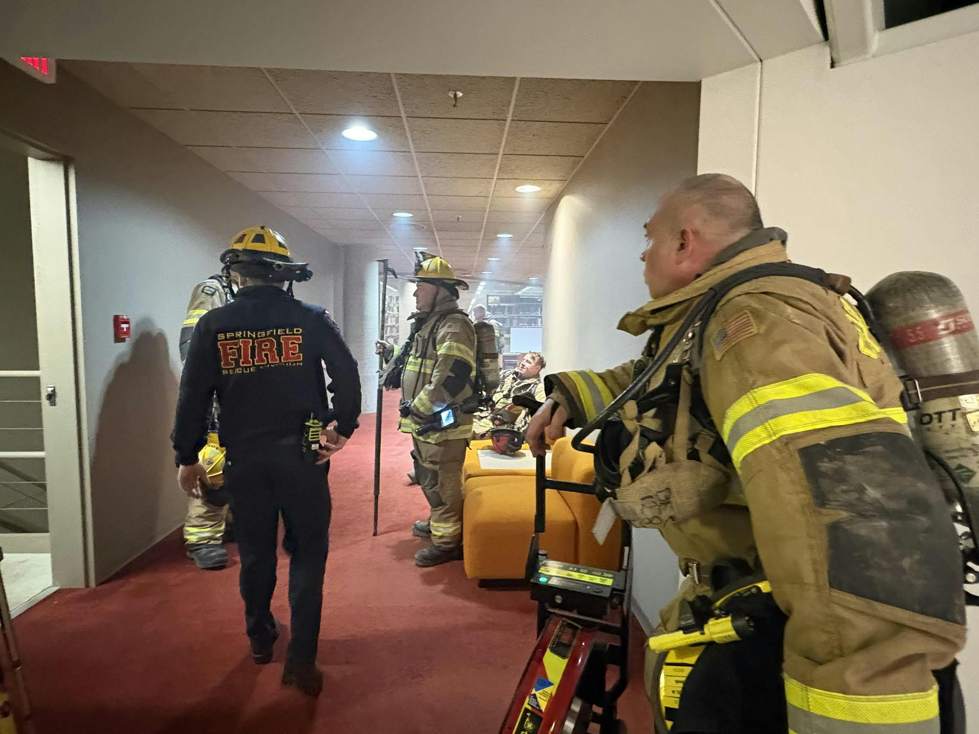 firefighters and smoke