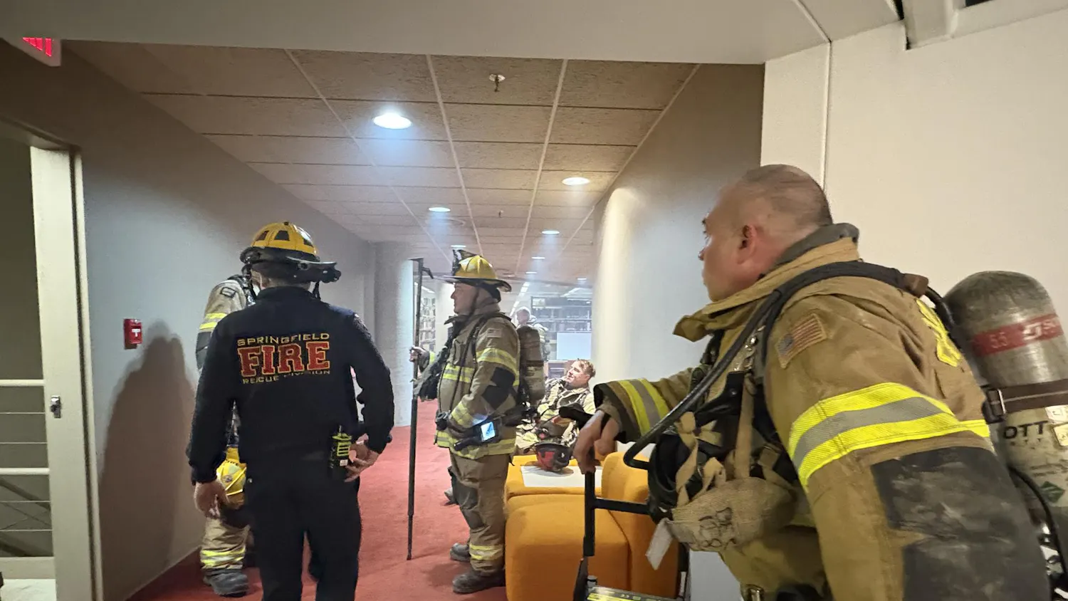 firefighters and smoke